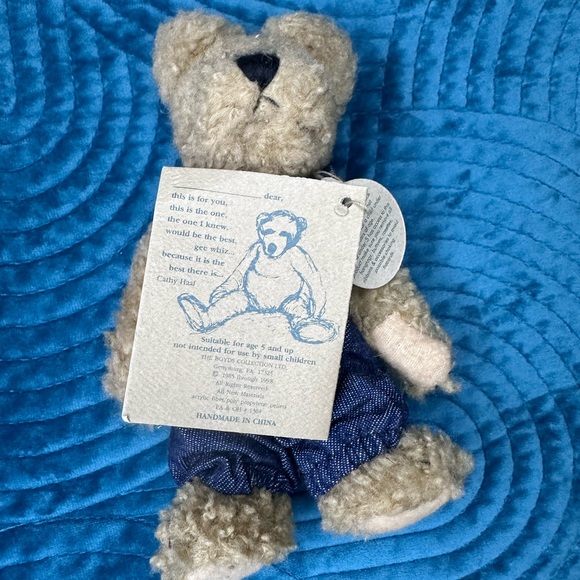 Boyds Bears Huck Chenille Blue Overalls Huck Retired Investment Collectibles - Picture 2 of 7